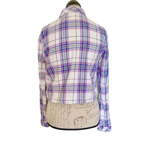 Vans Womens Button Down Shirt Size Small Plaid Crop Rodeo Festival Western - Picture 3 of 12